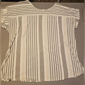 Corvia Striped Gray and White Women's Top